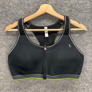 Danskin Activewear Sport Bra Women 40D Black Full Zip Sleeveless Racerback